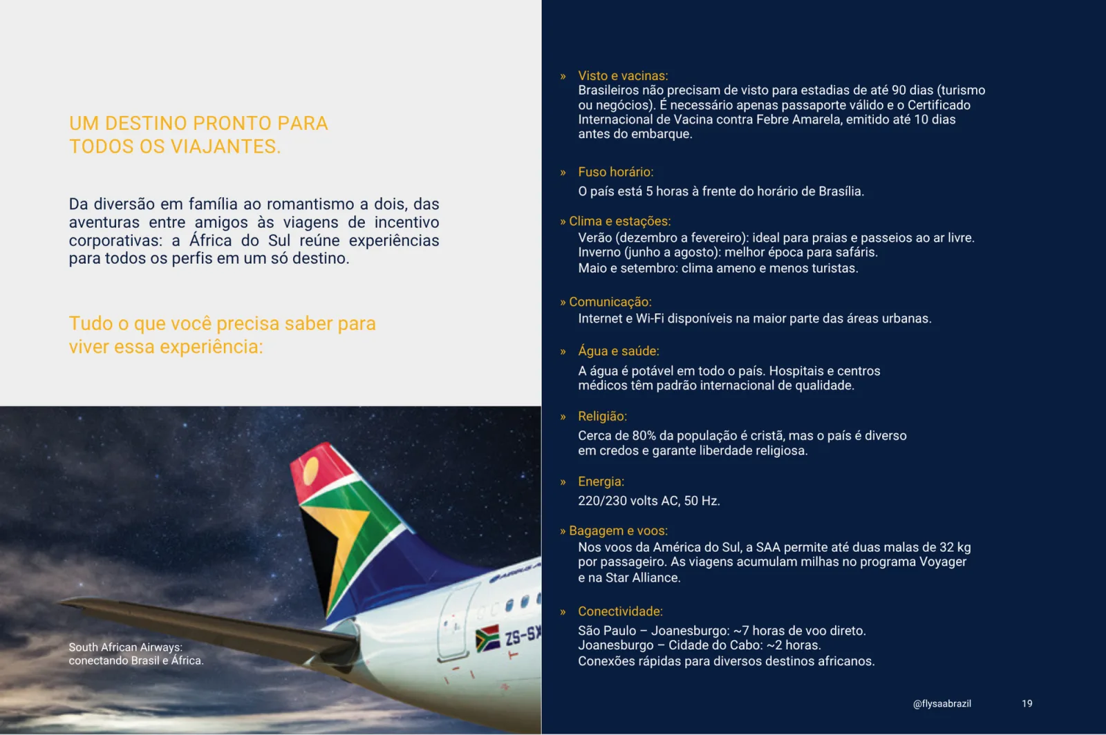 Página 19 do catálogo da South African Airways